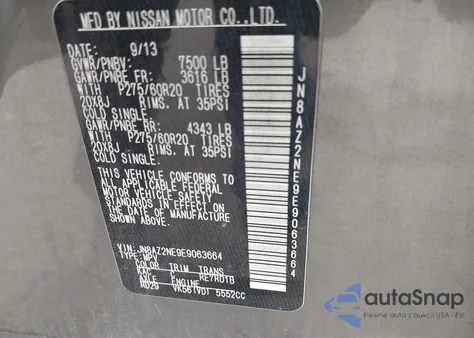 2014 Infiniti Qx80 z USA, uszkodzony, nr VIN JN8AZ2NE9E9063664